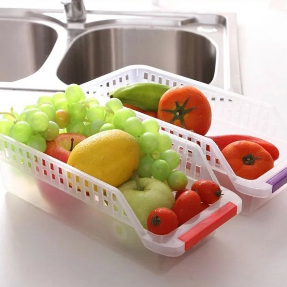 Inditradition Space Saver Fridge Organizer Bins | Stackable Refrigerator Food Storage Organizer, Food Grade Plastic (Pack Of 8)